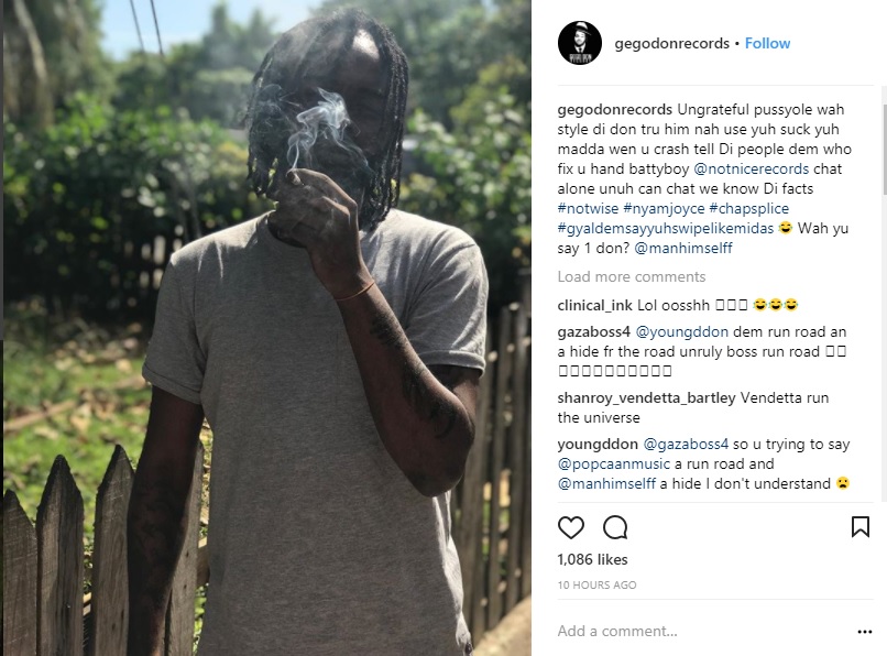 Gego Don's comments posted on his Instagram page